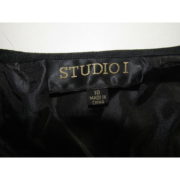 Studio I Burnout Velvet Floral Skirt Black Size 10 A-Line Midi Formal Holiday - Picture 6 of 11